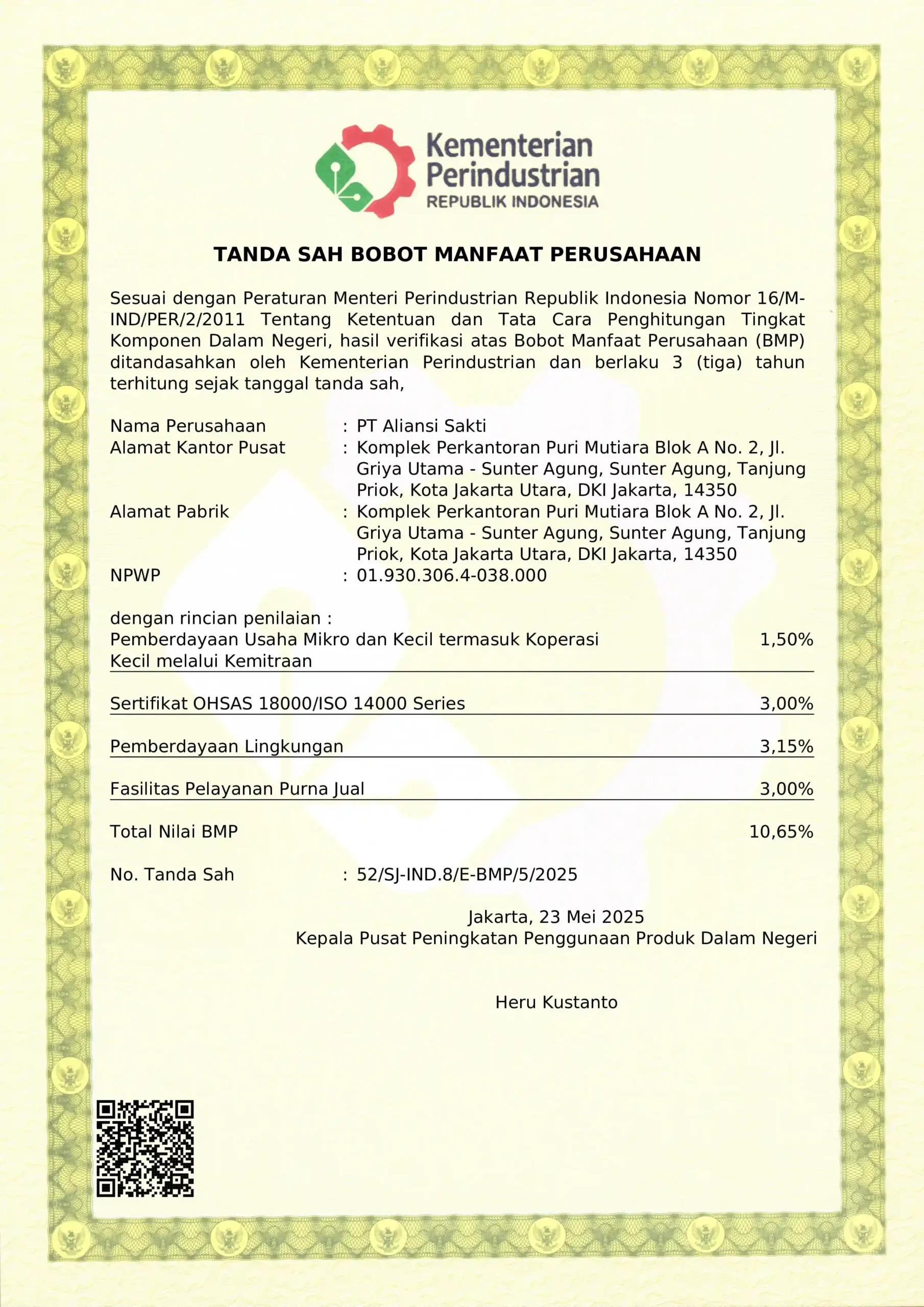 Sertifikat BMP